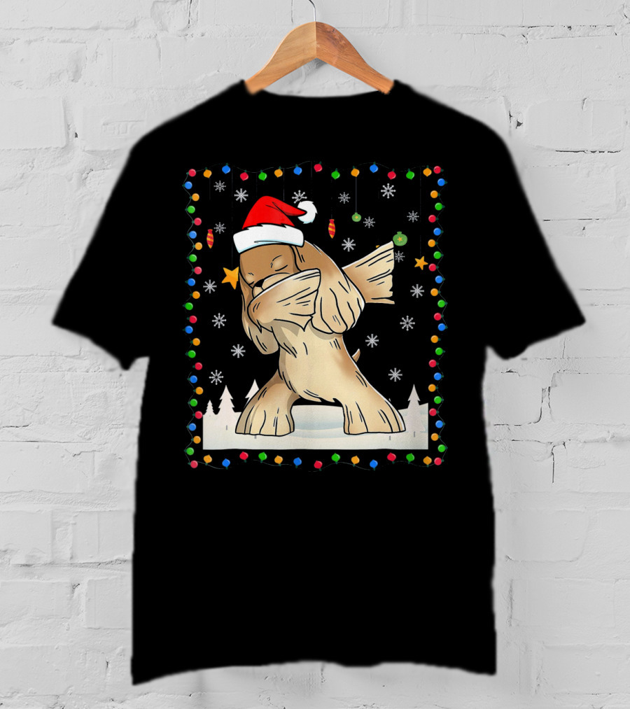 Dabbing Cocker Spaniel Santa Christmas Light T-Shirt