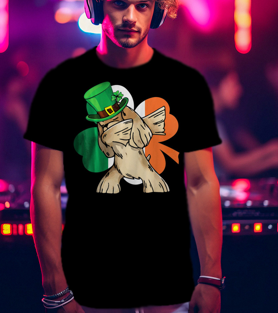 Dabbing Cocker Spaniel Irish Flag Shamrock St. Patrick's Day T-Shirt