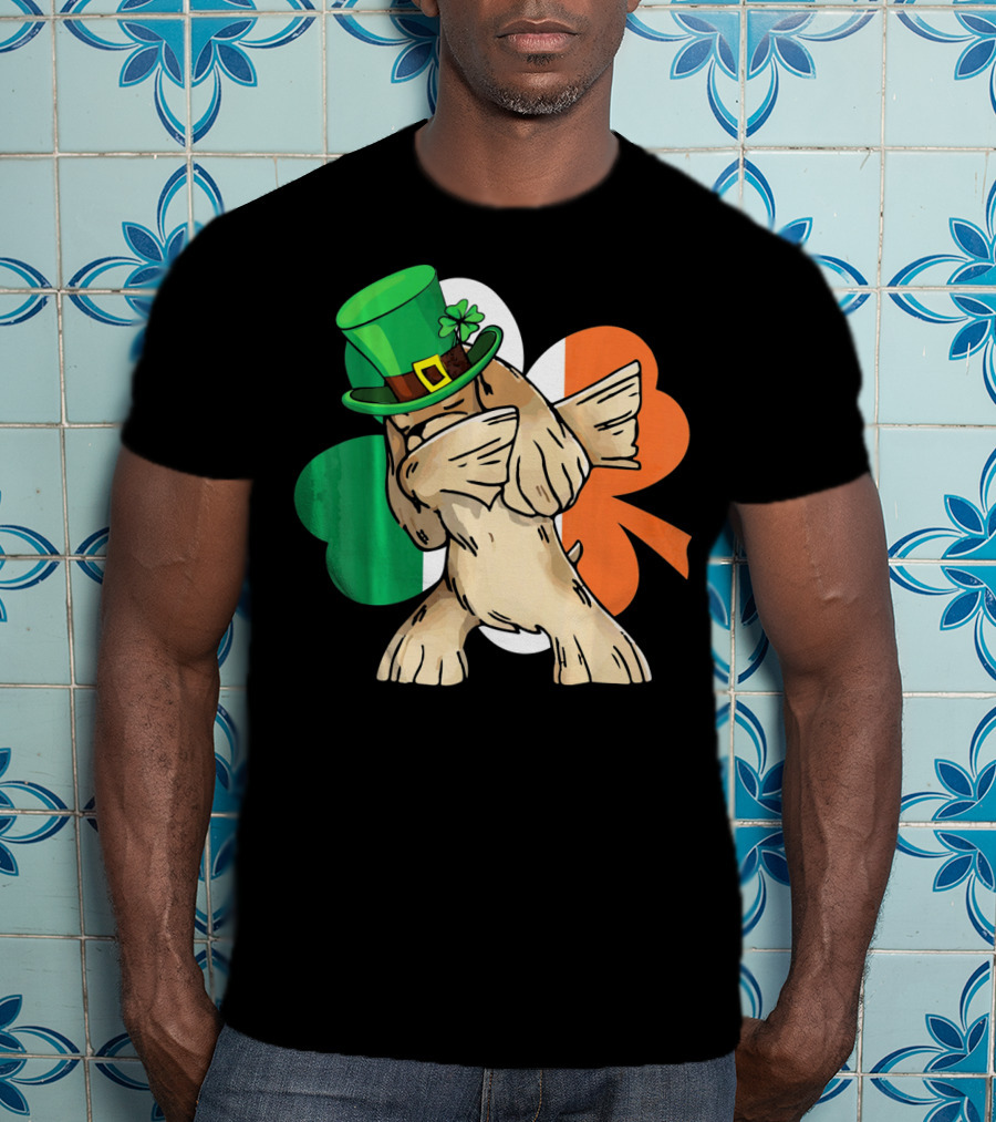 Dabbing Cocker Spaniel Irish Flag Shamrock St. Patrick's Day T-Shirt