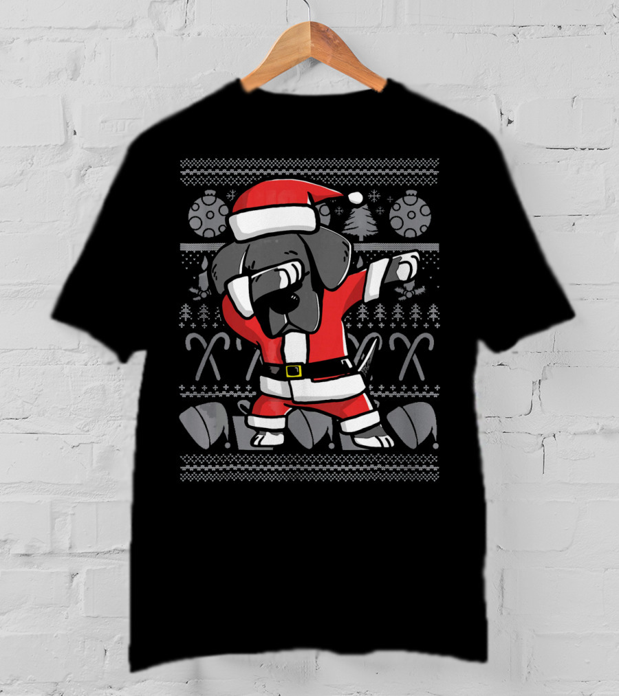 Dabbing Great Dane Dog Santa Ugly Christmas T-Shirt