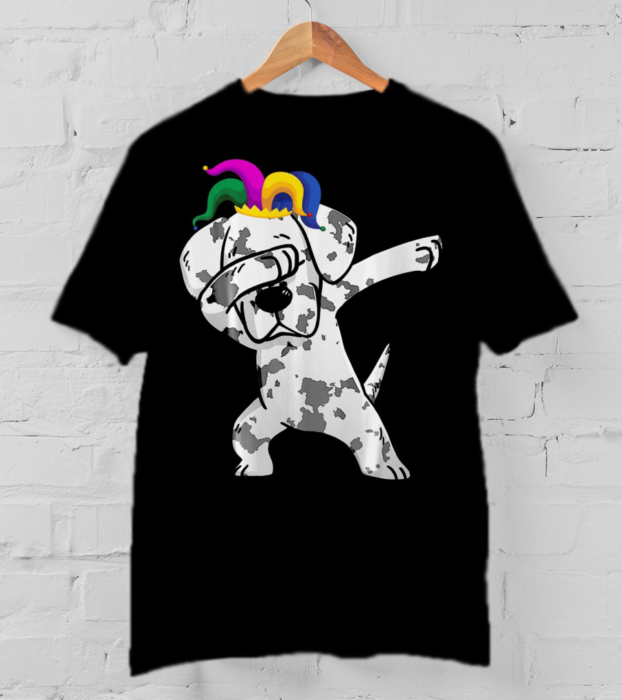 Dabbing Great Dane Jester Hat Mardi Gras Dance Fun T-Shirt