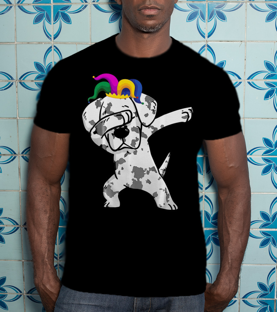 Dabbing Great Dane Jester Hat Mardi Gras Dance Fun T-Shirt