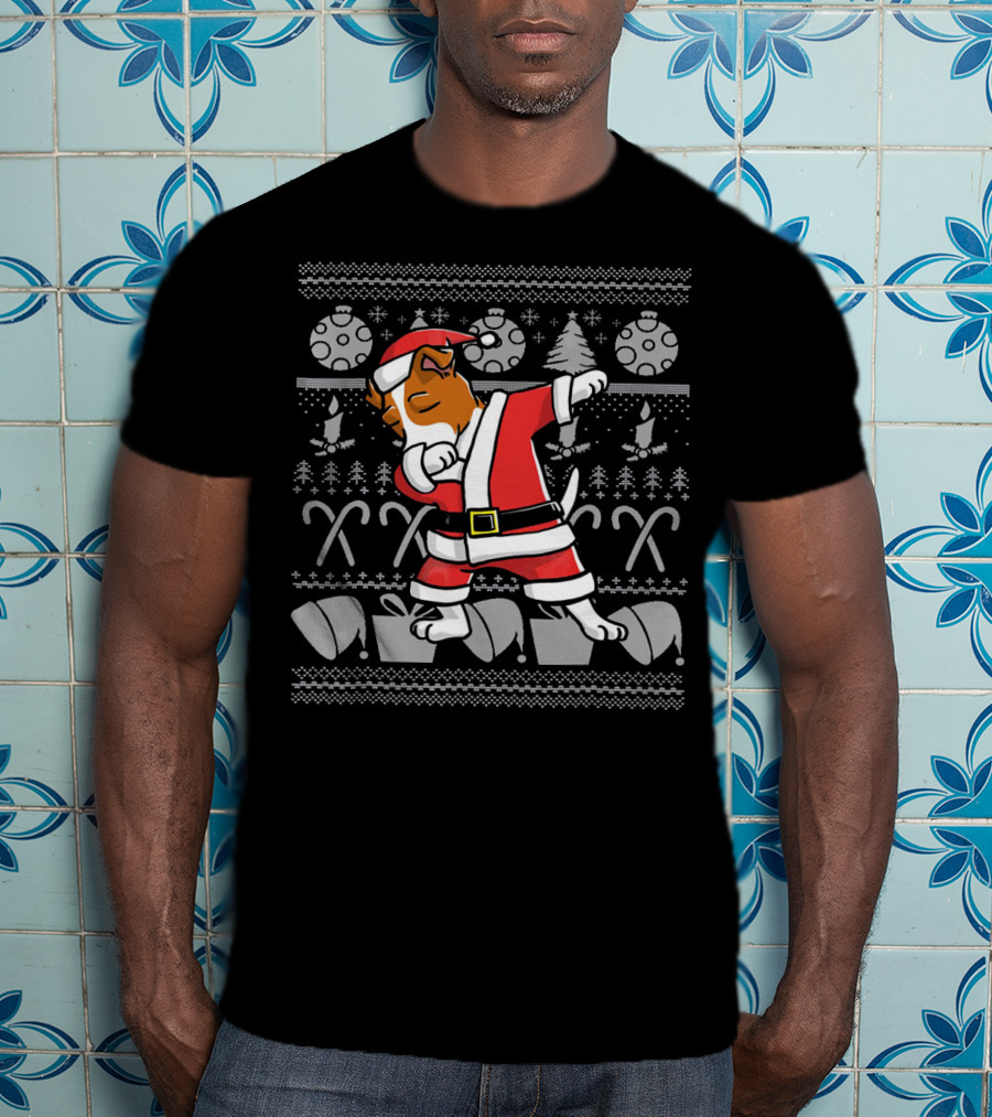 Dabbing Jack Russell Terrier Santa Ugly Christmas T-Shirt