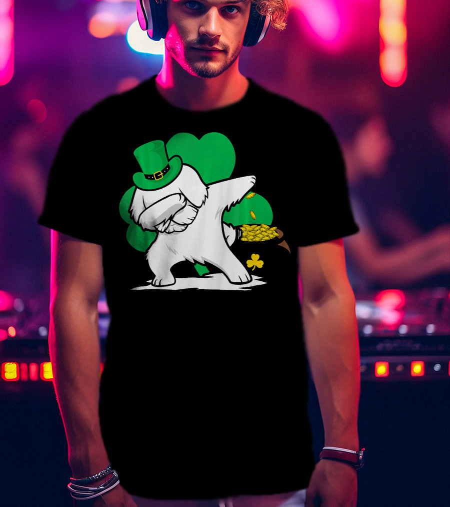Maltese Dog Dabbing Leprechaun Dance St Patricks Day T-Shirt