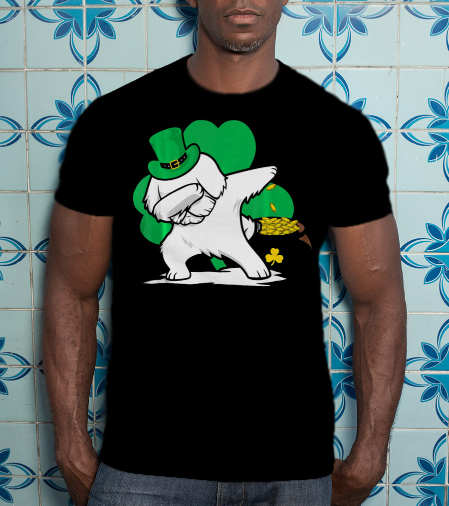 Maltese Dog Dabbing Leprechaun Dance St Patricks Day T-Shirt