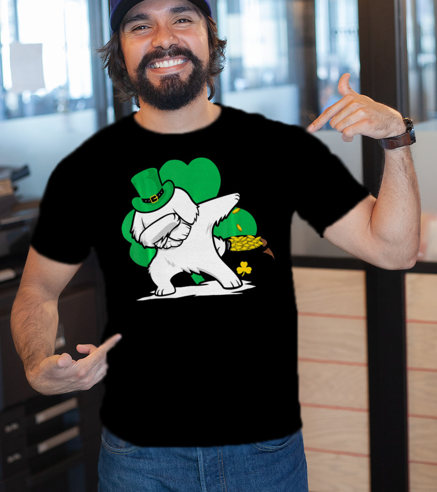 Maltese Dog Dabbing Leprechaun Dance St Patricks Day T-Shirt
