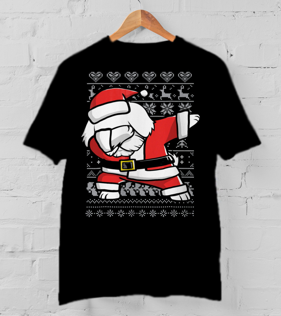 Maltese Santa Dab Reindeer Snowflakes Hearts Ugly T-Shirt
