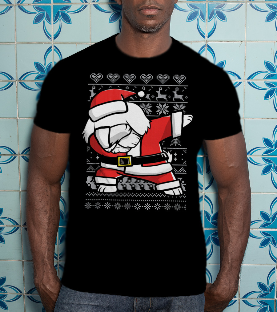 Maltese Santa Dab Reindeer Snowflakes Hearts Ugly T-Shirt