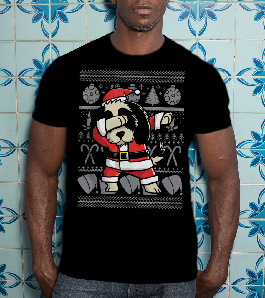 Santa Dabbing Shih Tzu Dog Ugly Christmas T-Shirt