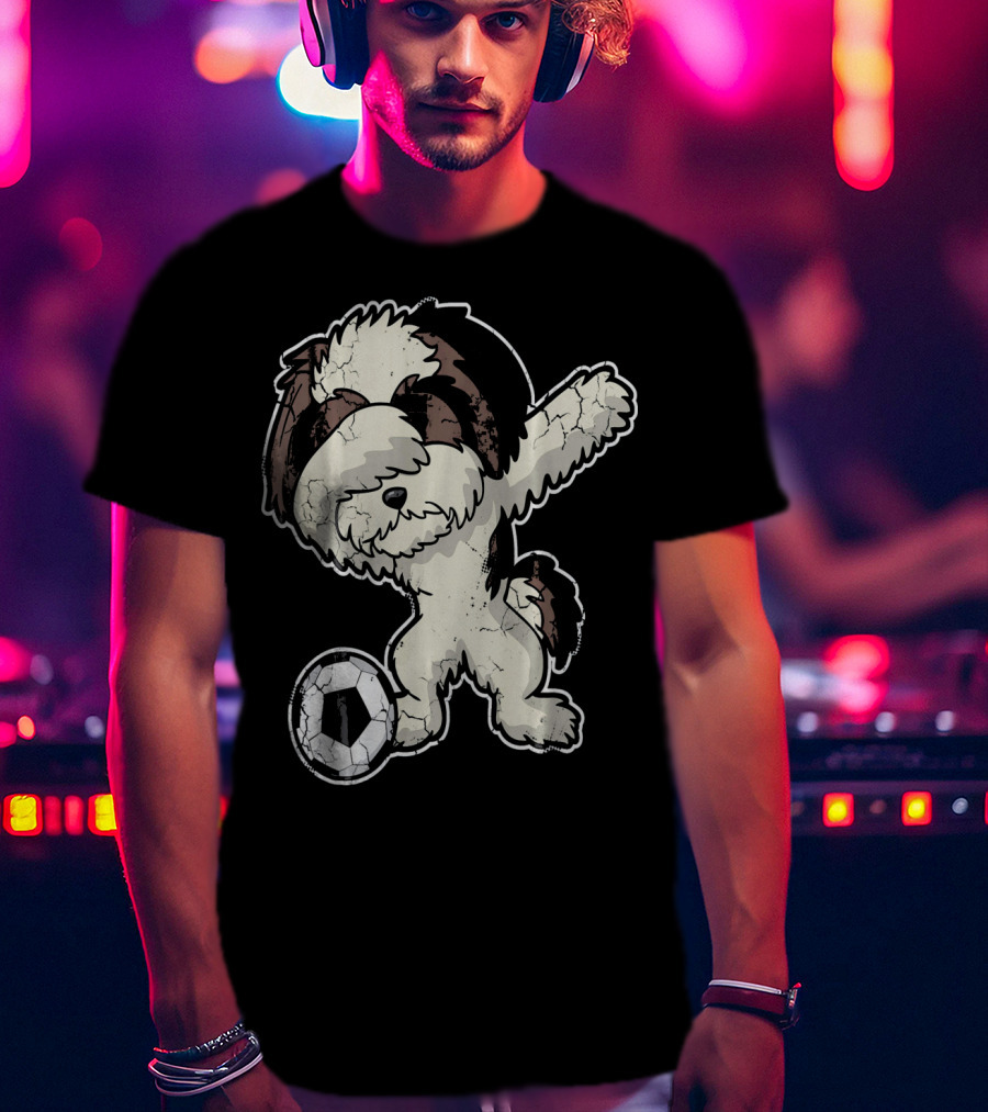 Dabbing Shih Tzu Soccer Dog With Ball T-Shirt