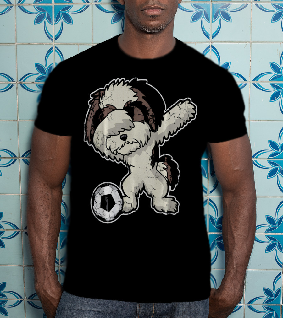 Dabbing Shih Tzu Soccer Dog With Ball T-Shirt