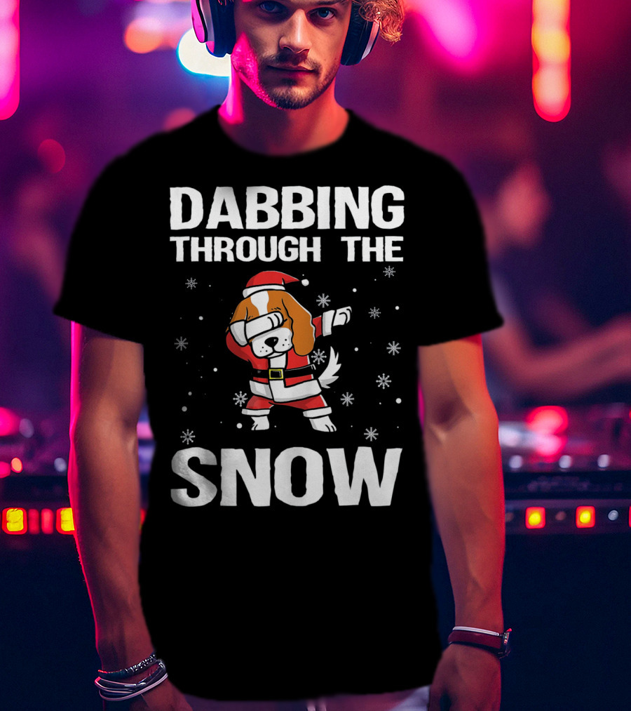 Dabbing Through The Snow Cavalier King Santa Dance T-Shirt