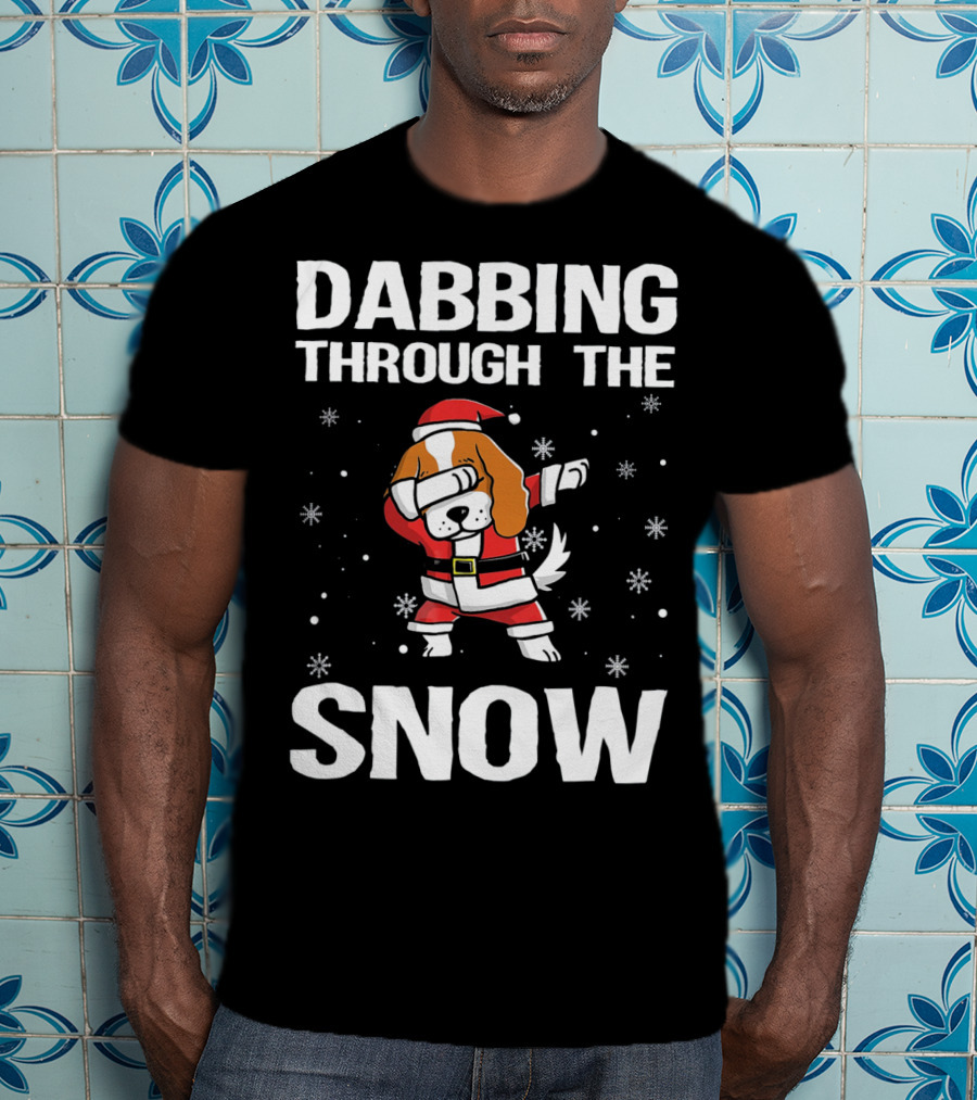 Dabbing Through The Snow Cavalier King Santa Dance T-Shirt