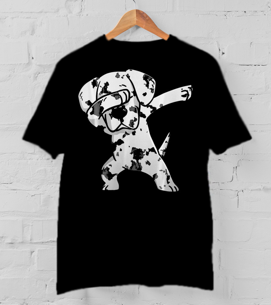 Dabbing White Great Dane Dab Dance Spotted Dog T-Shirt
