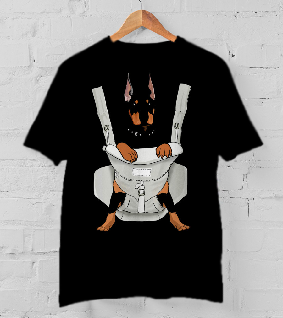 Carrier Doberman With Cartoon Baby Harness T-Shirt