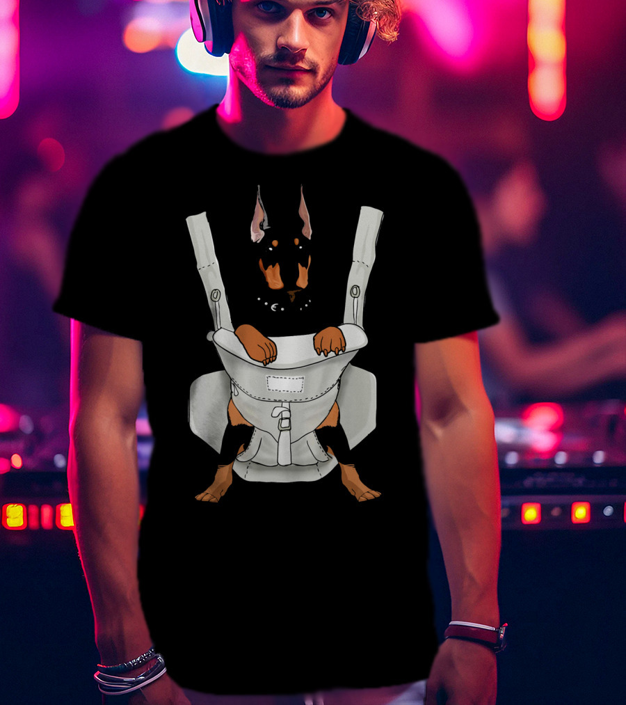 Carrier Doberman With Cartoon Baby Harness T-Shirt
