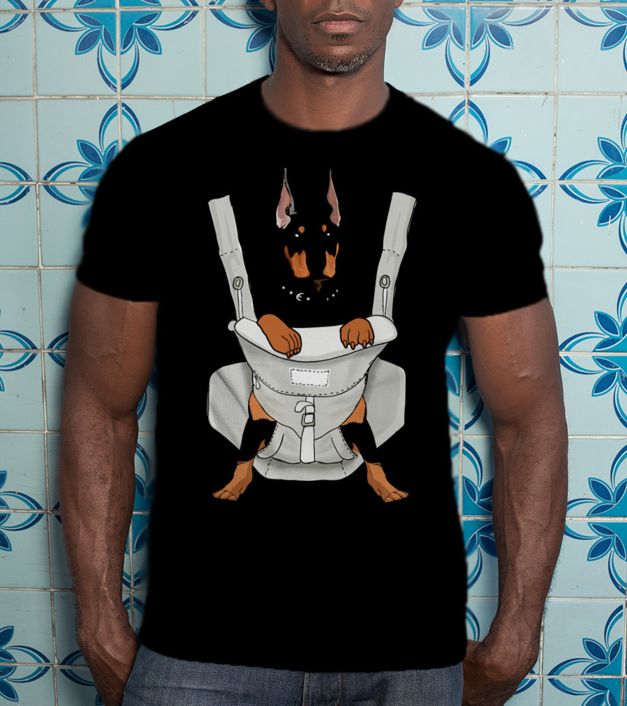 Carrier Doberman With Cartoon Baby Harness T-Shirt