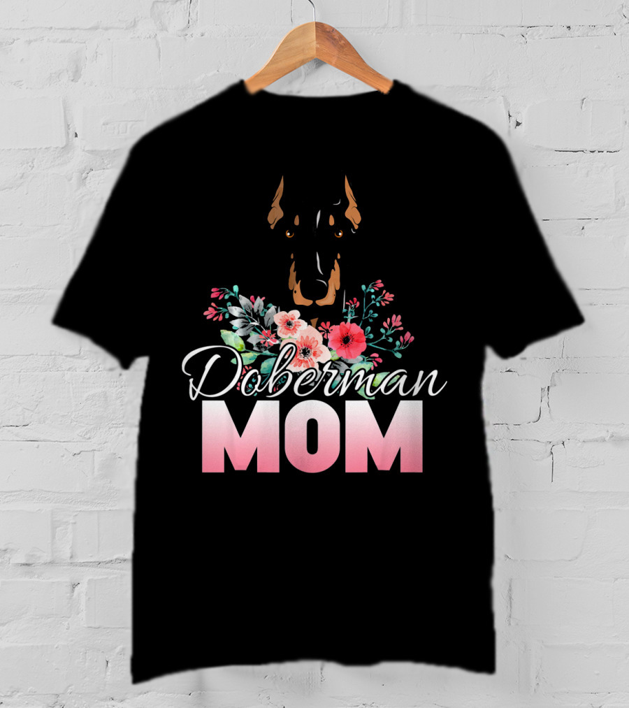 Doberman Mom Floral T-Shirt