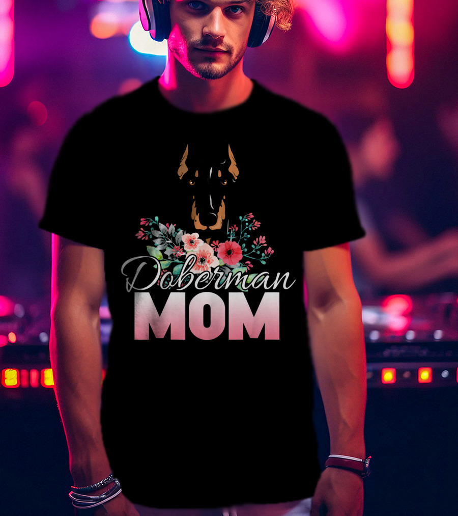 Doberman Mom Floral T-Shirt