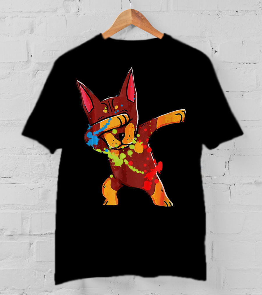 Doberman Pinscher Colorful Dabbing Funny Dab Dance T-Shirt