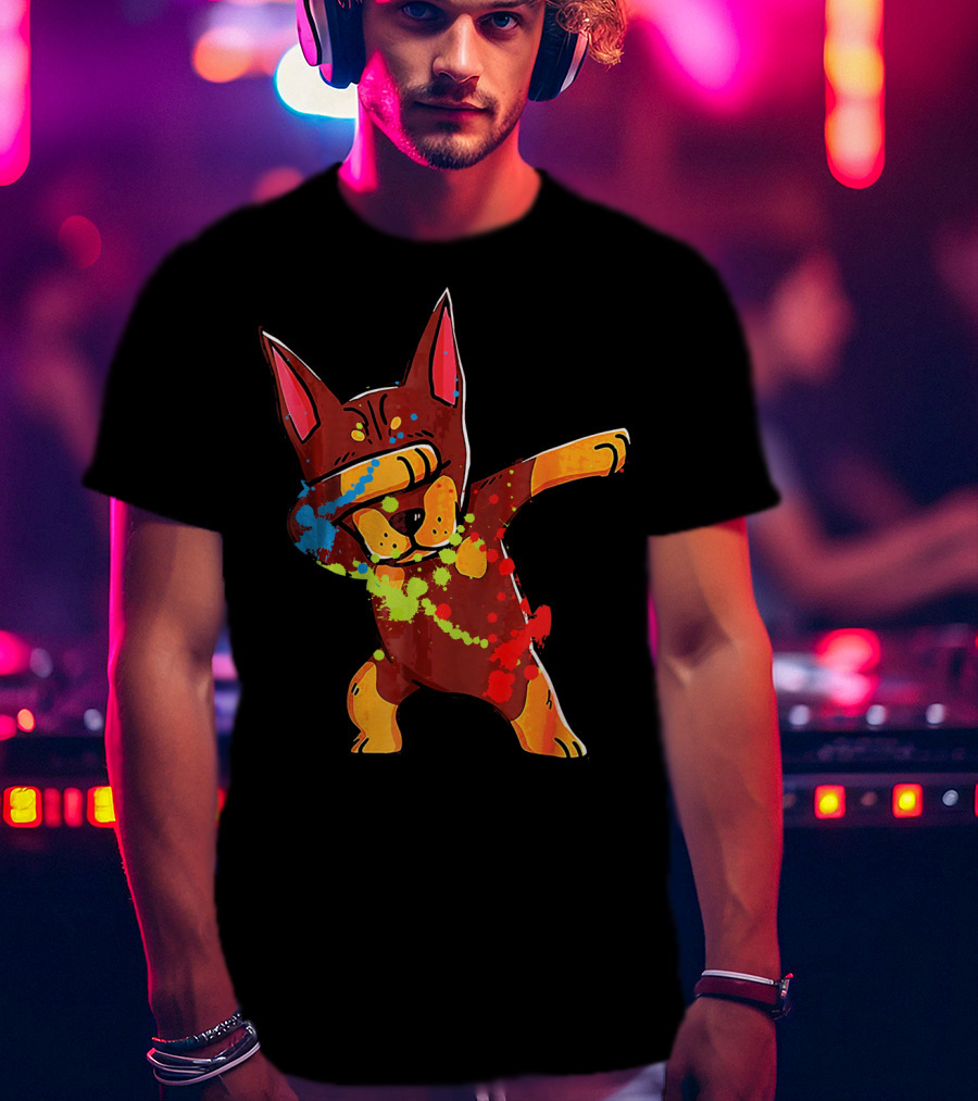 Doberman Pinscher Colorful Dabbing Funny Dab Dance T-Shirt