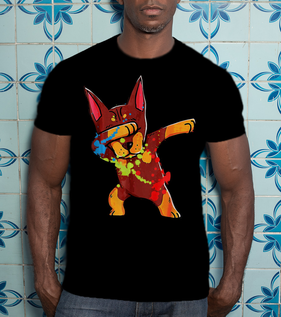 Doberman Pinscher Colorful Dabbing Funny Dab Dance T-Shirt