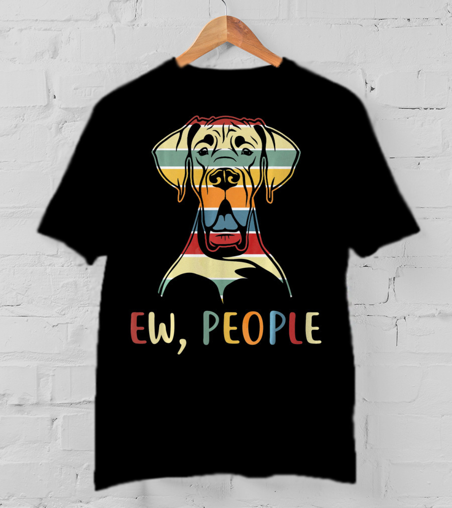 Ew People Funny Great Dane Striped Retro T-Shirt