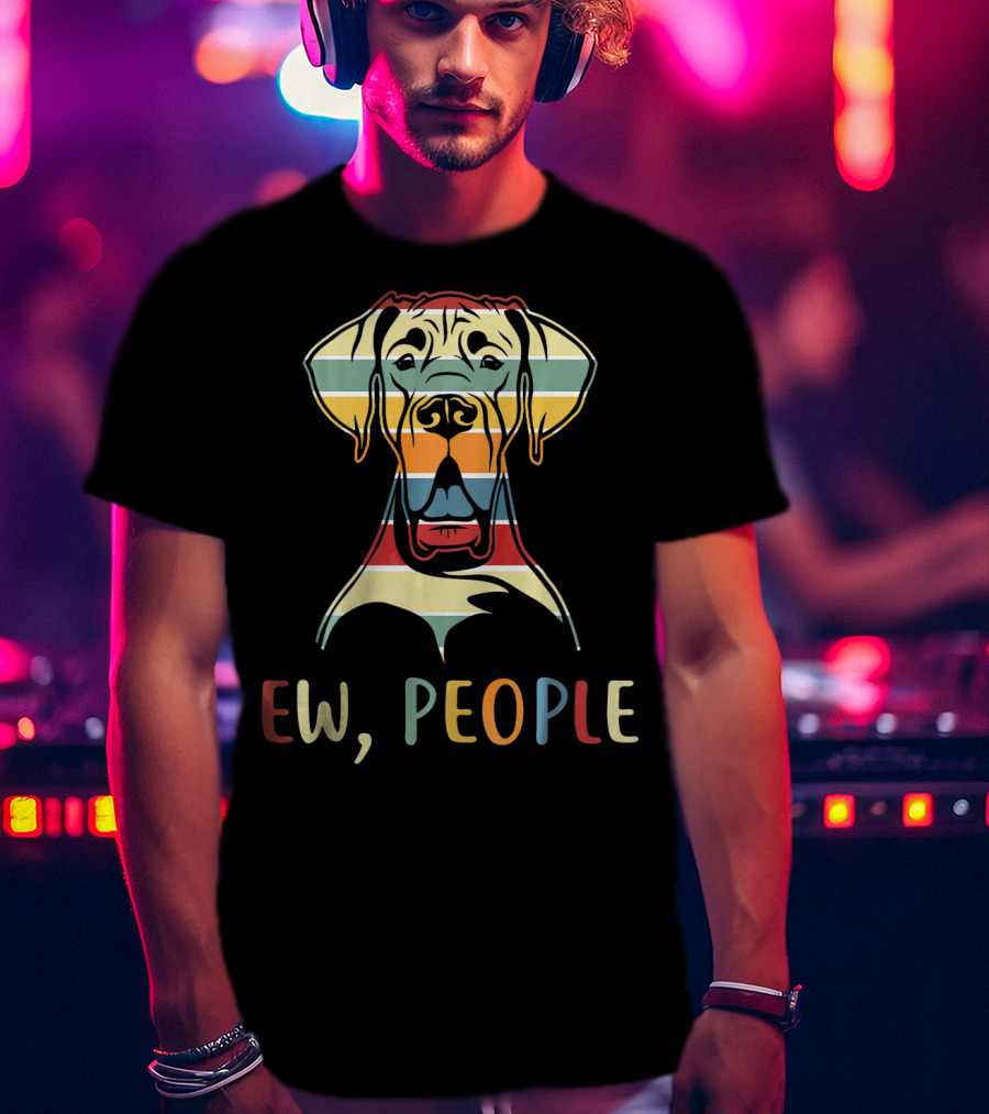 Ew People Funny Great Dane Striped Retro T-Shirt