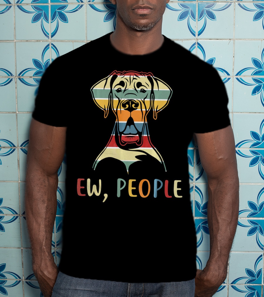 Ew People Funny Great Dane Striped Retro T-Shirt