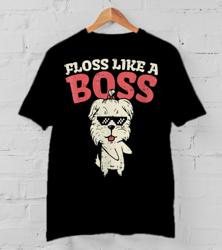 Floss Like A Boss Dance Flossing Shih Tzu With Sunglasses T-Shirt
