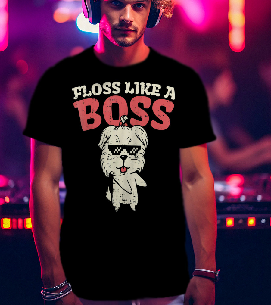 Floss Like A Boss Dance Flossing Shih Tzu With Sunglasses T-Shirt