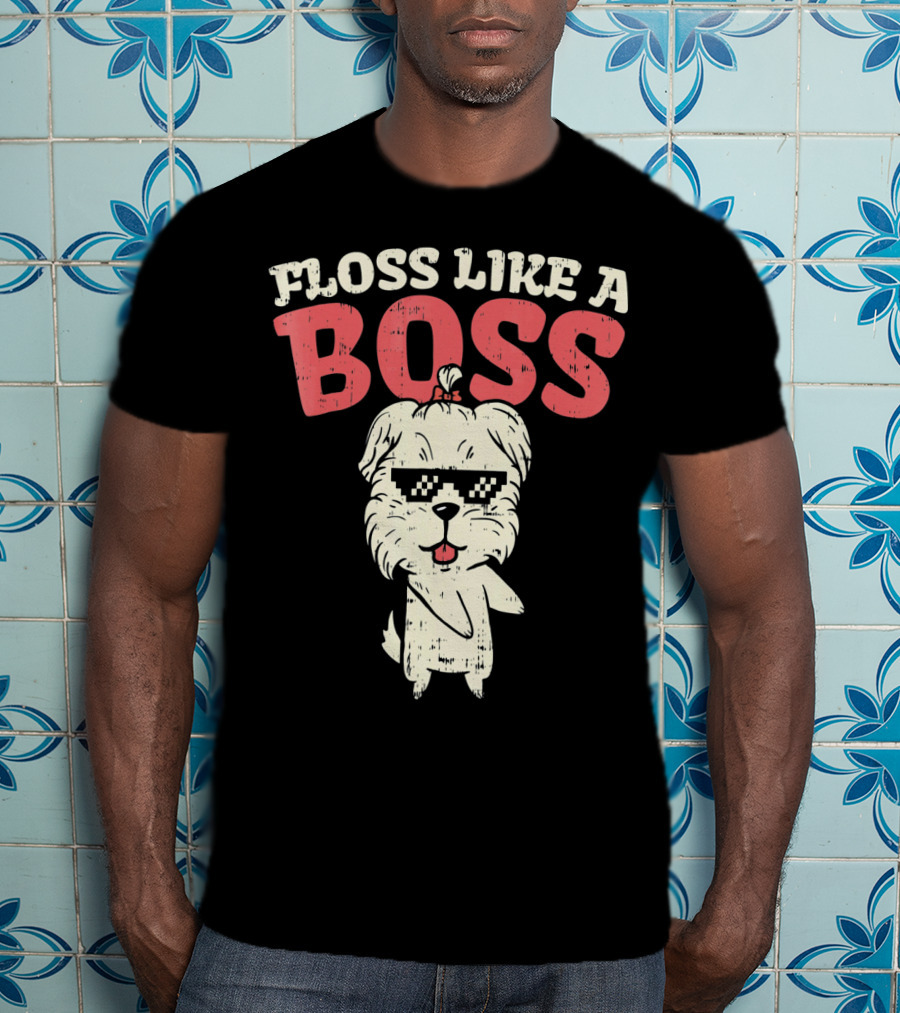 Floss Like A Boss Dance Flossing Shih Tzu With Sunglasses T-Shirt