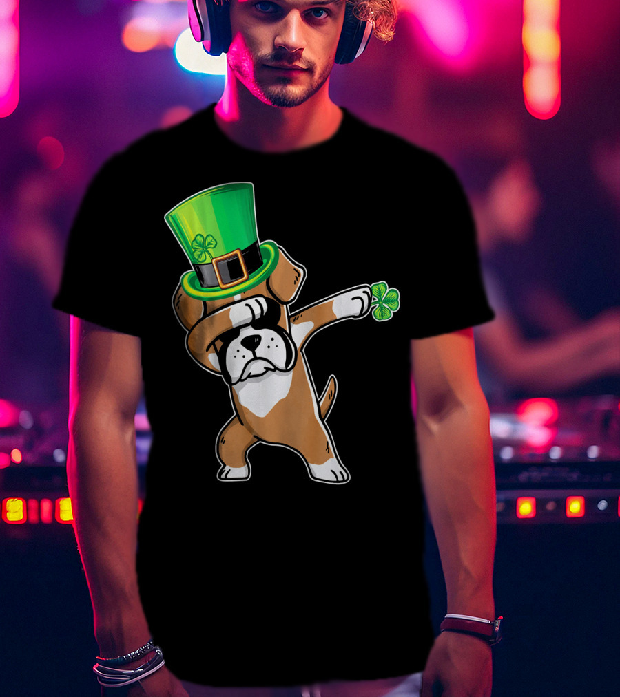 Funny Boxer Dog Dabbing St. Patrick's Day Dance T-Shirt