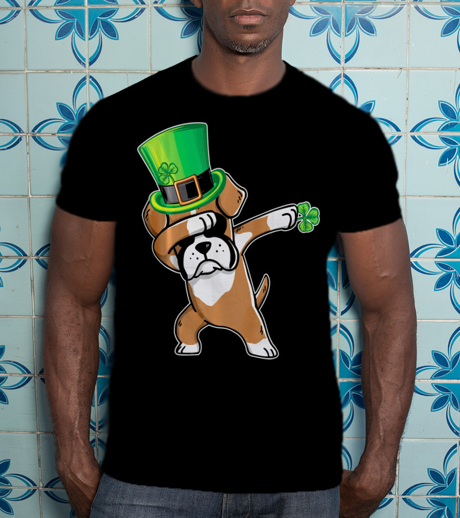 Funny Boxer Dog Dabbing St. Patrick's Day Dance T-Shirt