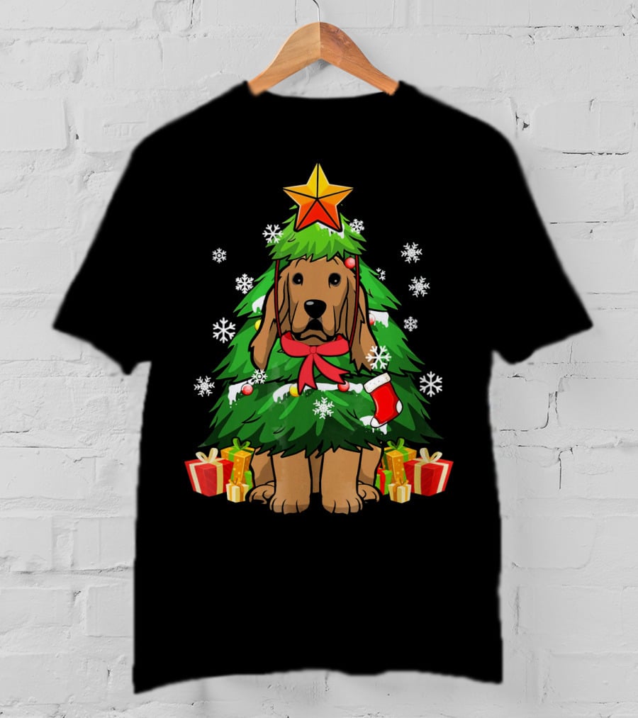 Cocker Spaniel Christmas Tree With Gifts And Snowflakes T-Shirt