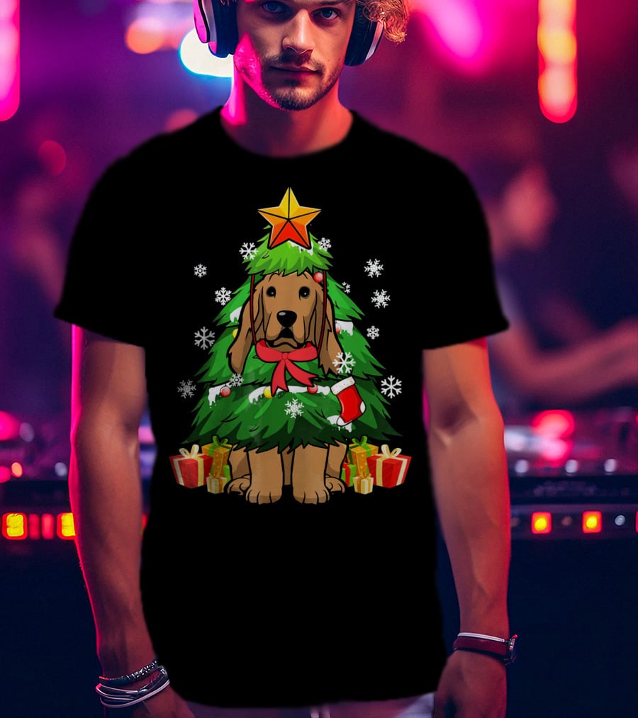 Cocker Spaniel Christmas Tree With Gifts And Snowflakes T-Shirt