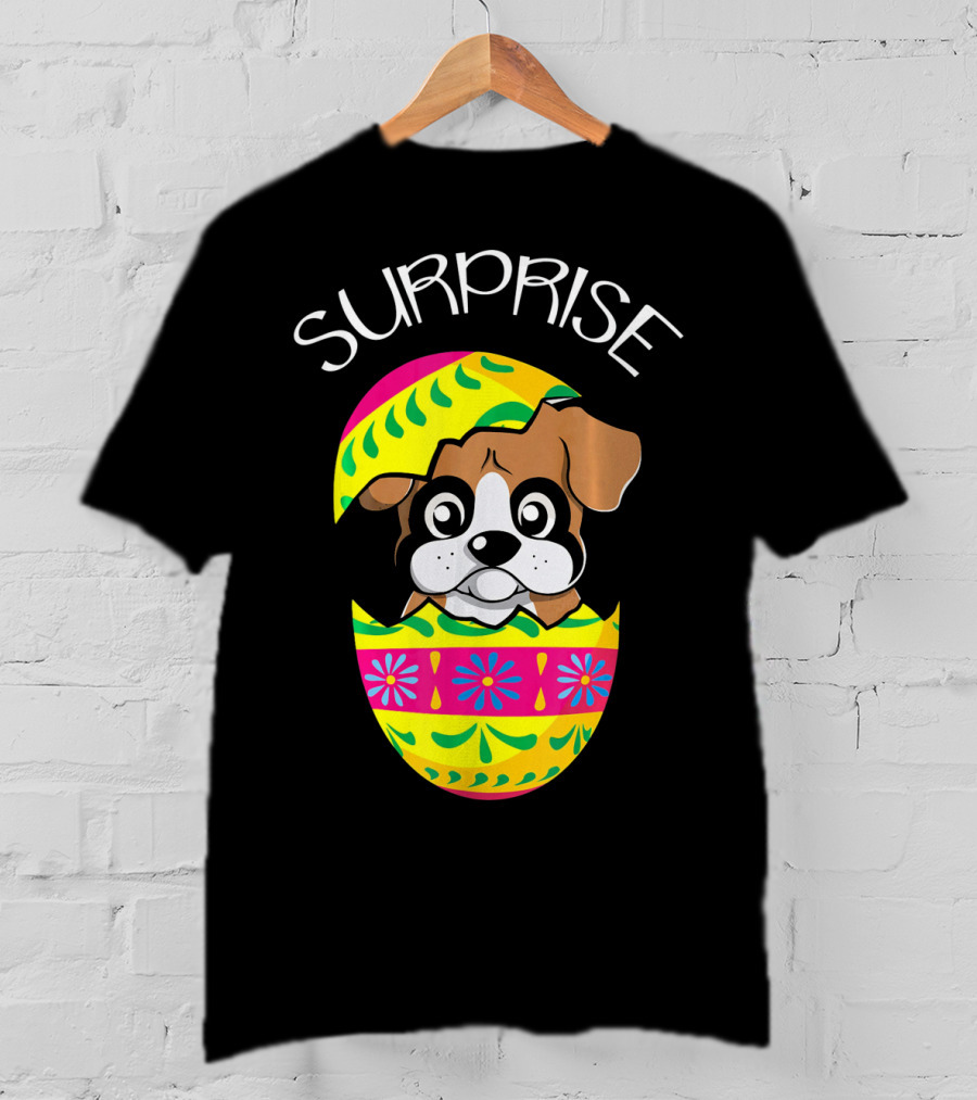 Surprise Funny Cute Puppy Boxer Hatches Easter Egg T-Shirt