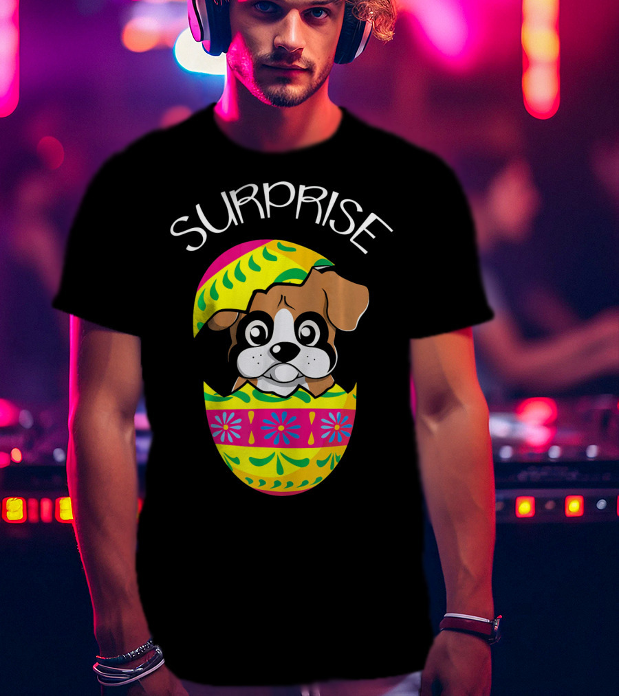 Surprise Funny Cute Puppy Boxer Hatches Easter Egg T-Shirt