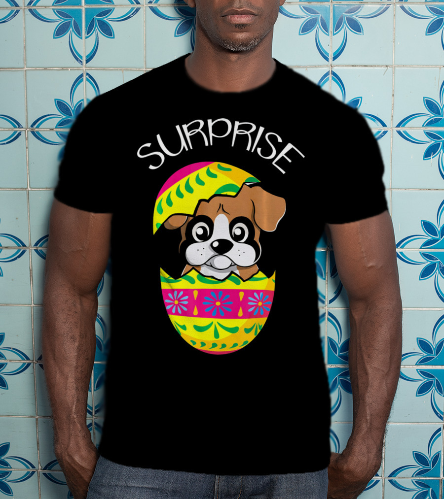 Surprise Funny Cute Puppy Boxer Hatches Easter Egg T-Shirt
