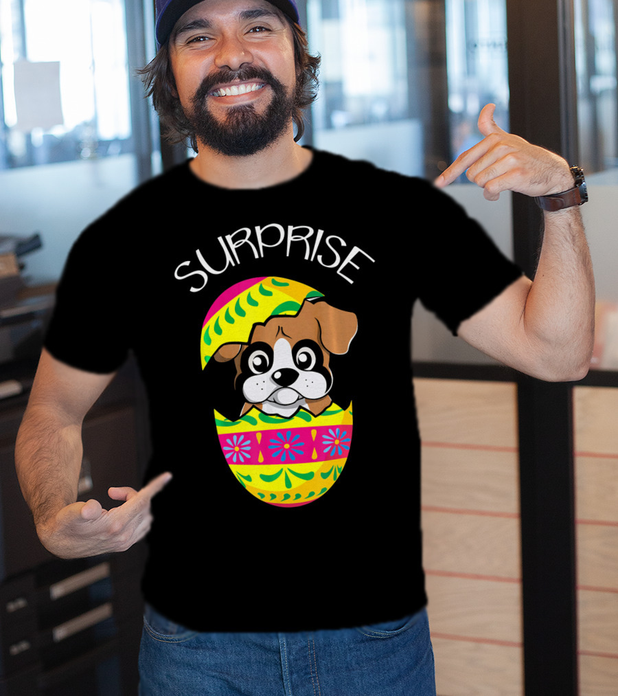 Surprise Funny Cute Puppy Boxer Hatches Easter Egg T-Shirt