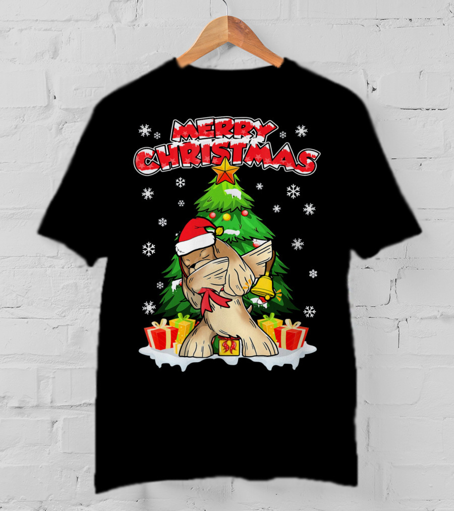 Merry Christmas Funny Dabbing Cocker Spaniel Holiday Tree Snowflakes Presents T-Shirt