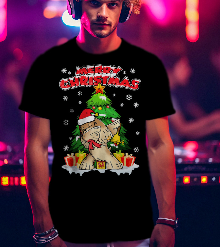 Merry Christmas Funny Dabbing Cocker Spaniel Holiday Tree Snowflakes Presents T-Shirt