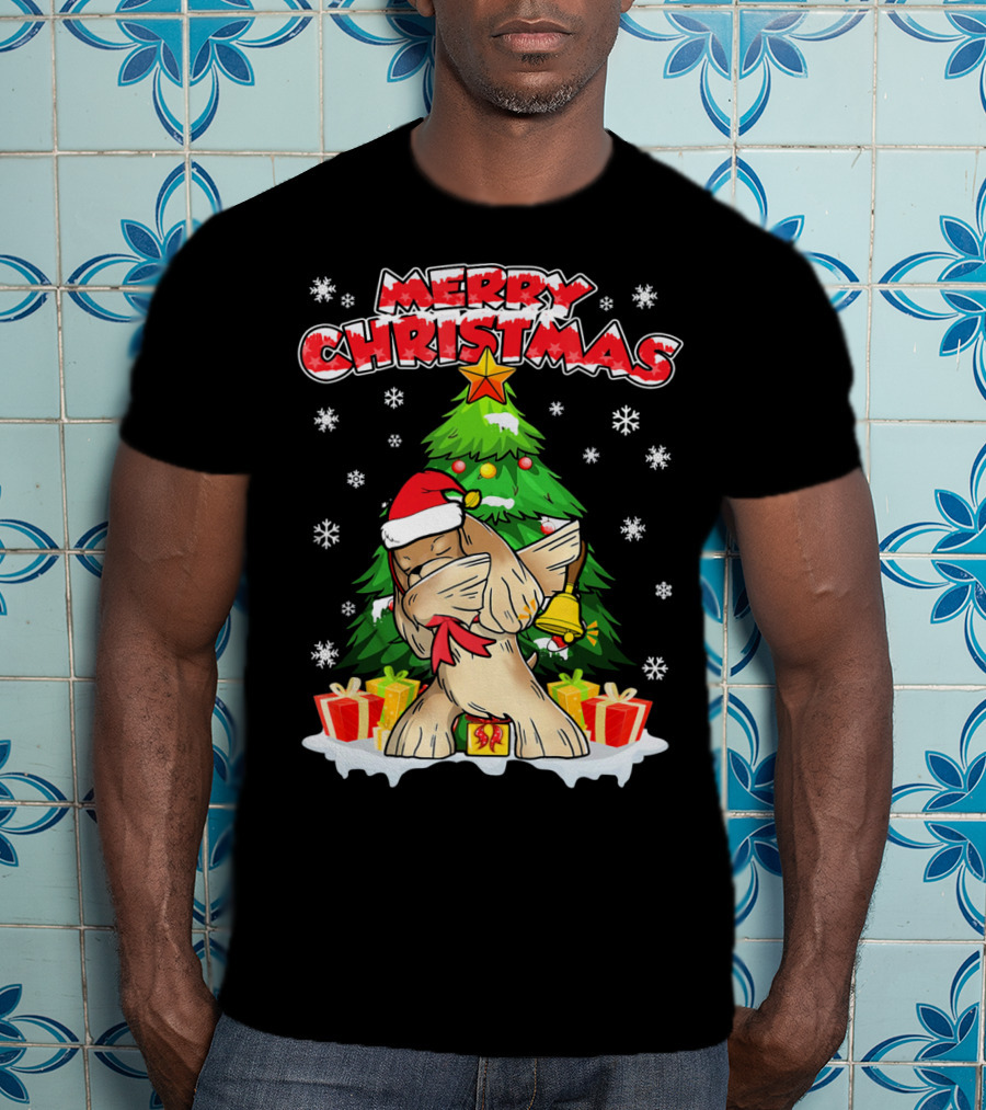 Merry Christmas Funny Dabbing Cocker Spaniel Holiday Tree Snowflakes Presents T-Shirt