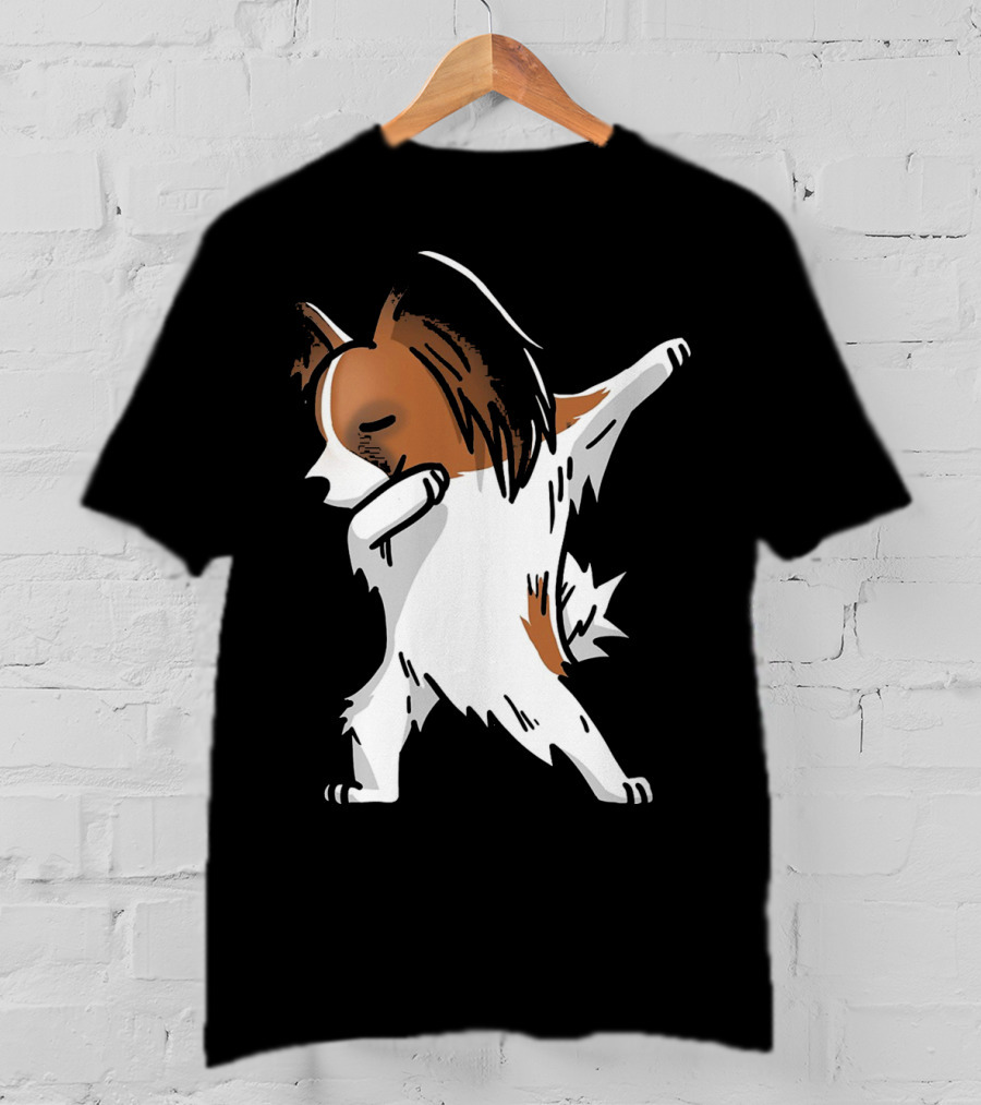 Funny Dancing Papillon Dog Birthday Celebration Party T-Shirt