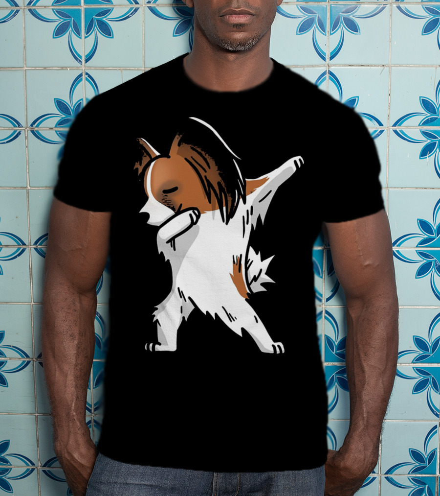 Funny Dancing Papillon Dog Birthday Celebration Party T-Shirt