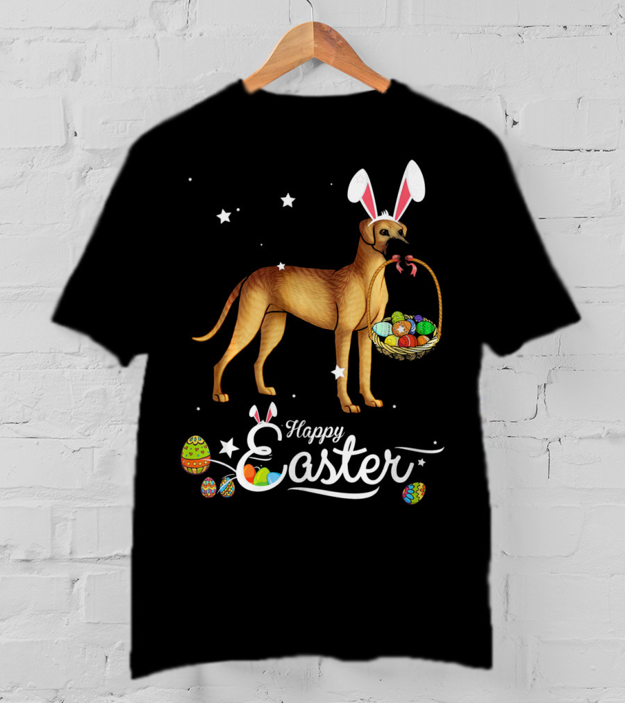 Happy Easter Great Dane Bunny Ears With Eggs Basket T-Shirt