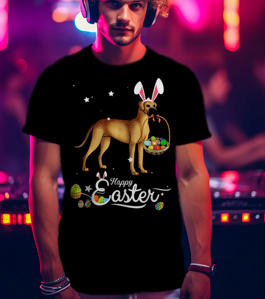 Happy Easter Great Dane Bunny Ears With Eggs Basket T-Shirt