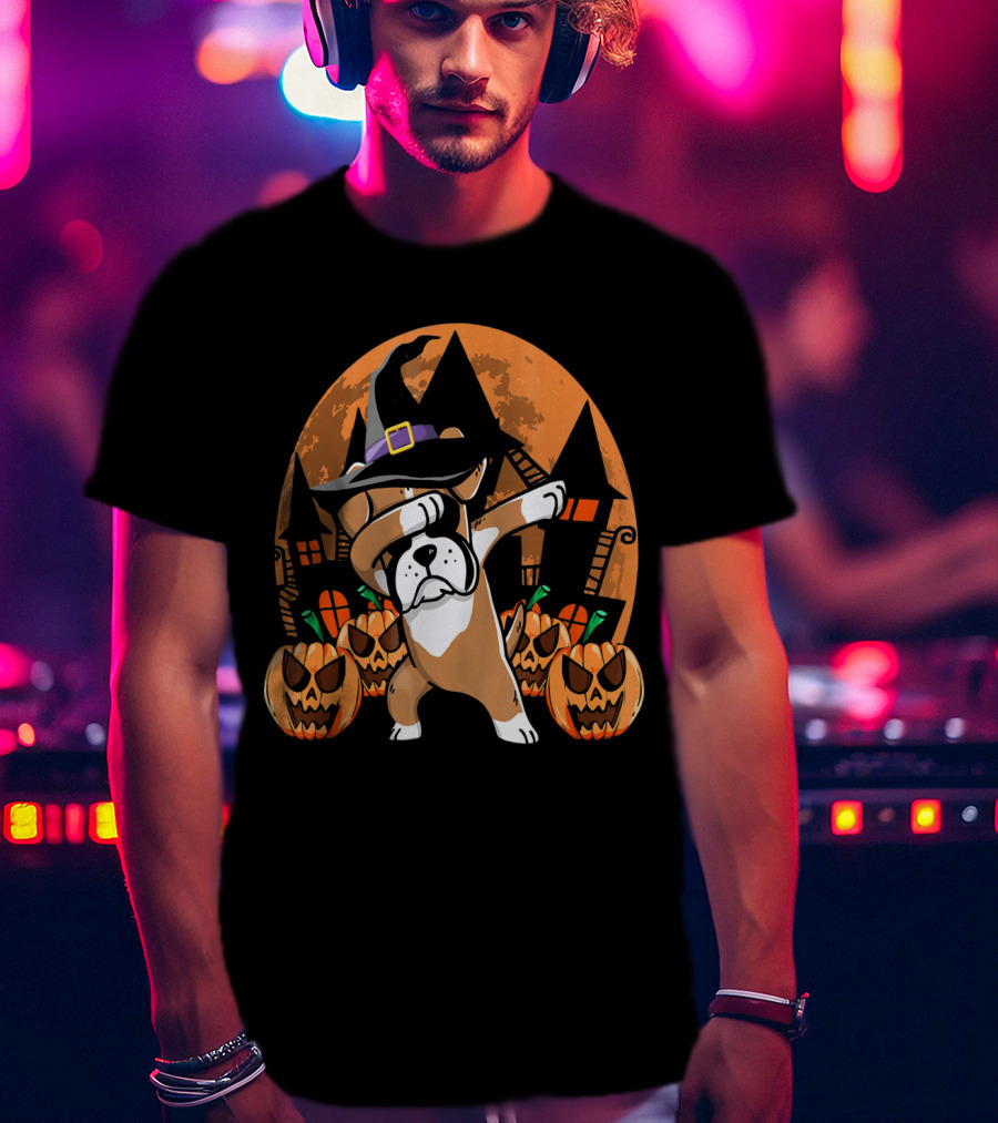 Funny Halloween Dabbing Boxer Witch Hat Pumpkins T-Shirt