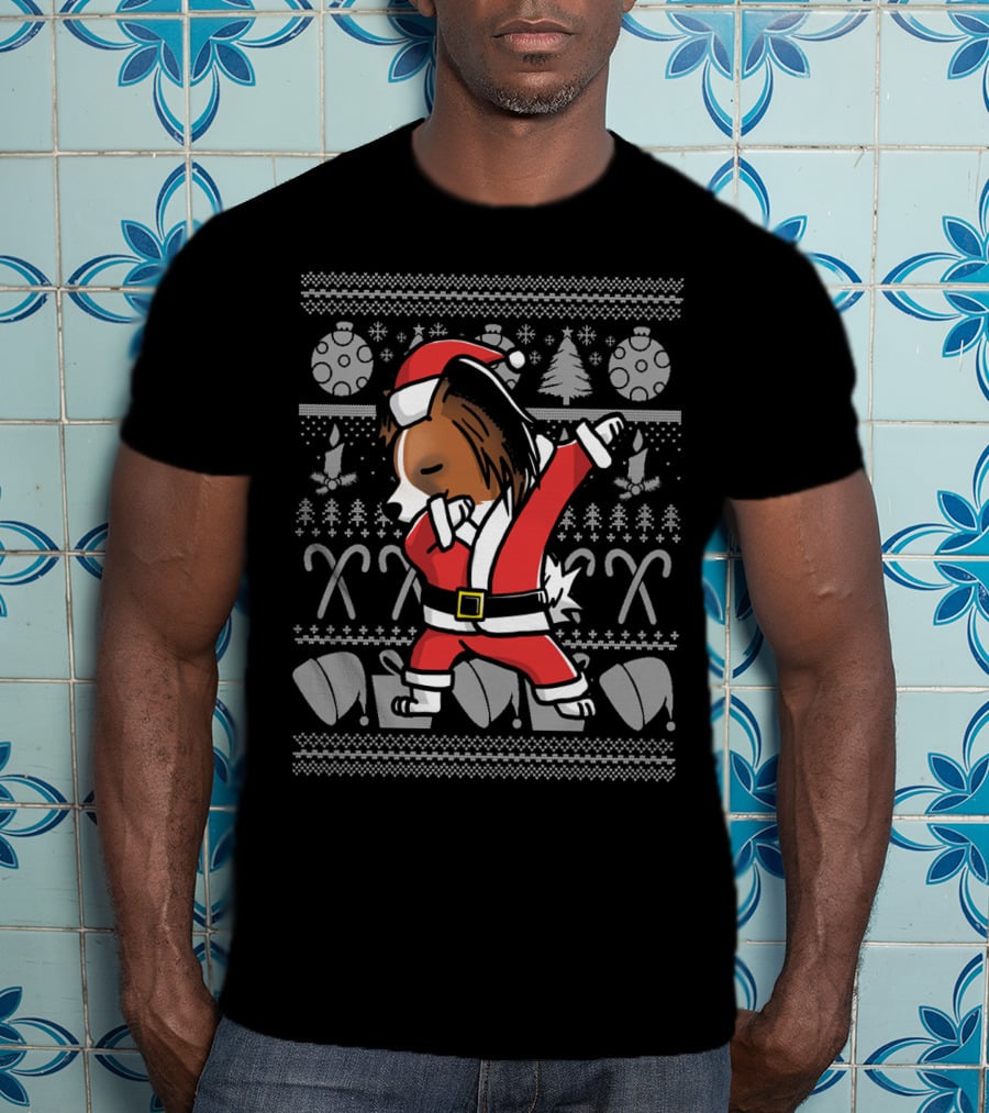 Funny Christmas Papillon Dabbing Santa Dog Dab T-Shirt