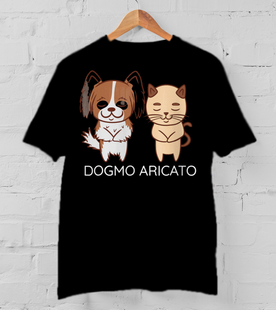 Funny Papillon Dogmo Aricato Dog And Cat Duo T-Shirt
